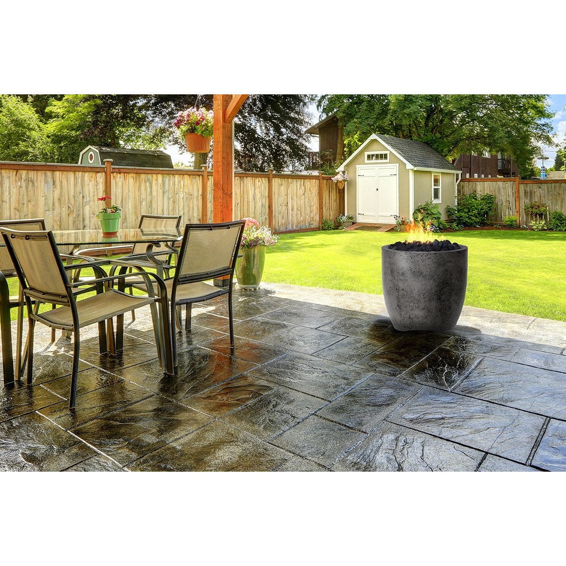 Pentola 2 Fire Table in GFRC Concrete by Prism Hardscapes - Majestic Fountains and More