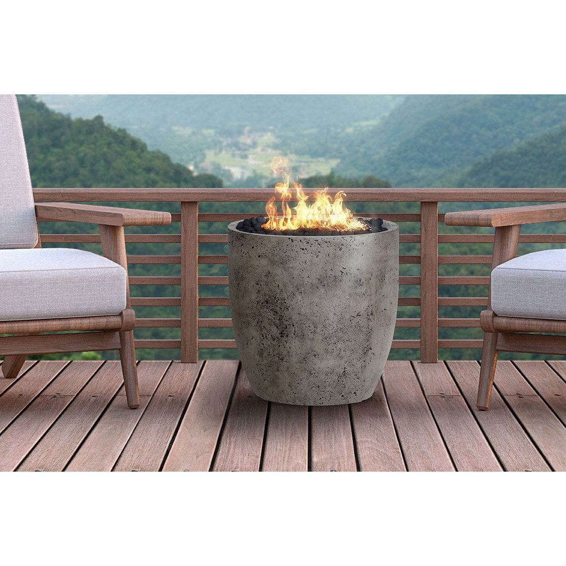 Pentola 2 Fire Table in GFRC Concrete by Prism Hardscapes - Majestic Fountains and More