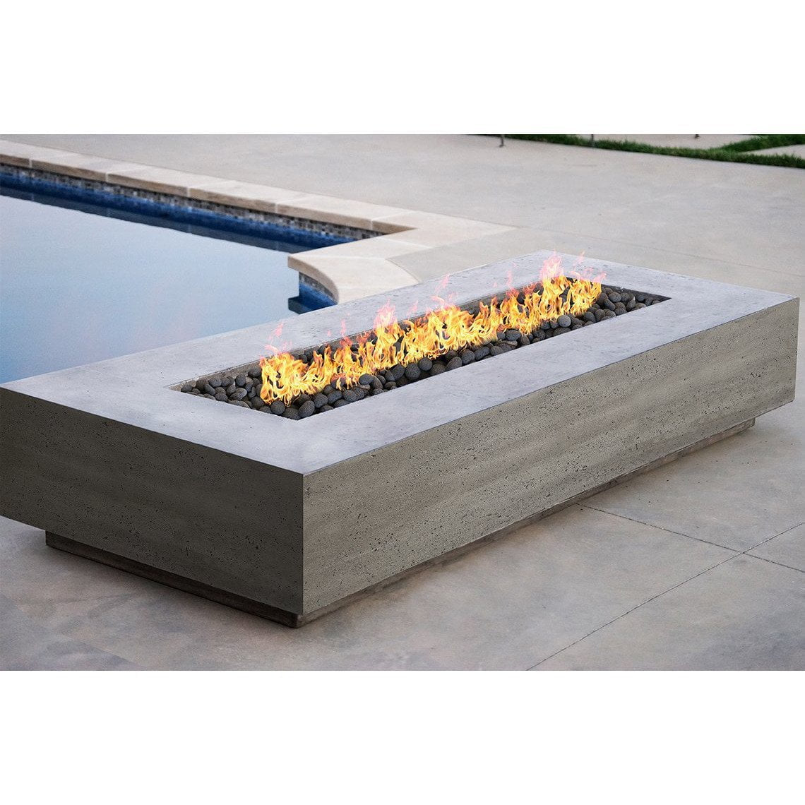 Prism Hardscapes - Tavola 6 Fire Table in GFRC Concrete - Match Lit - Majestic Fountains