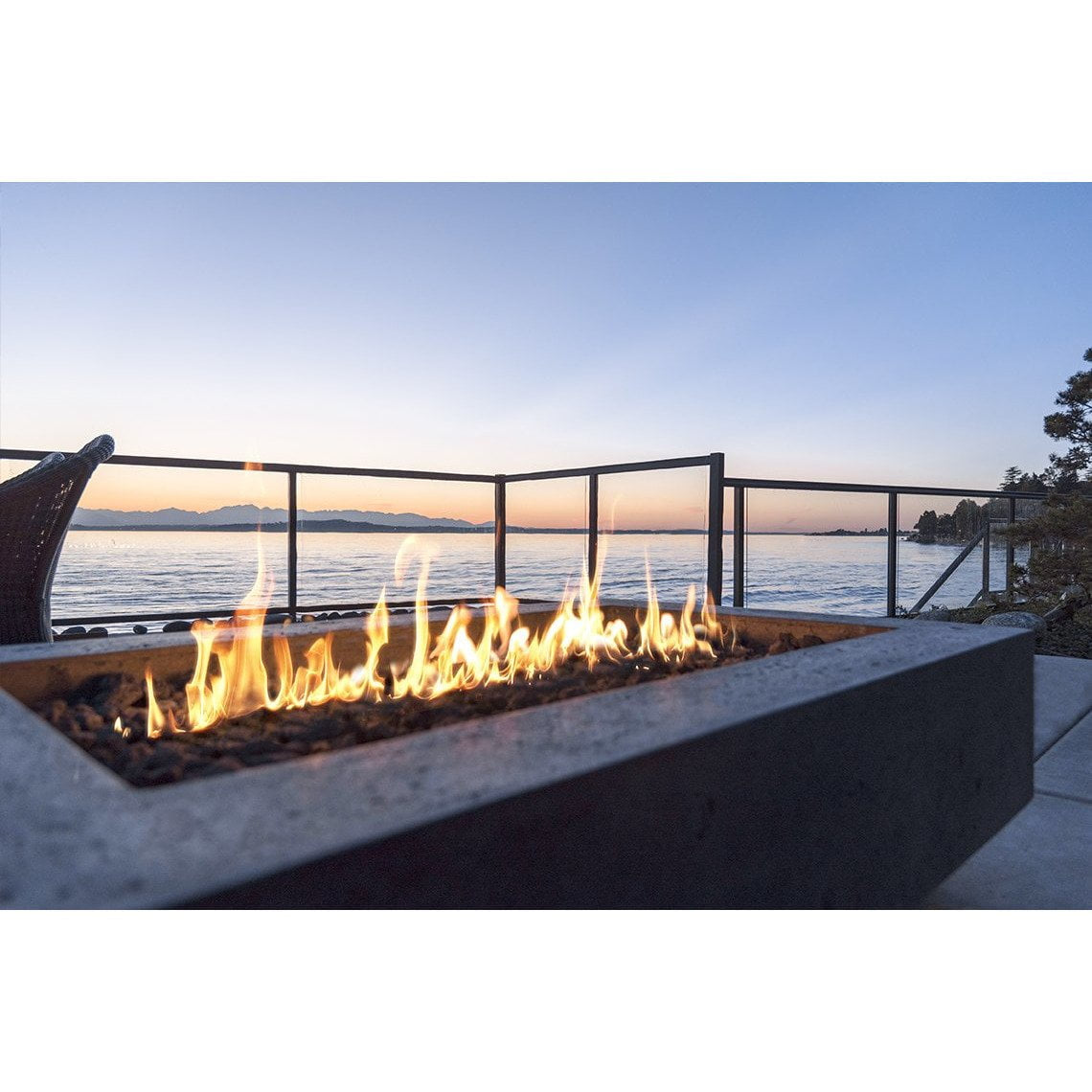 Prism Hardscapes - Tavola 6 Fire Table in GFRC Concrete - Match Lit - Majestic Fountains