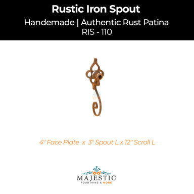 Decorative Rustic Iron Spout - Small - Design 110 - Majestic Fountains