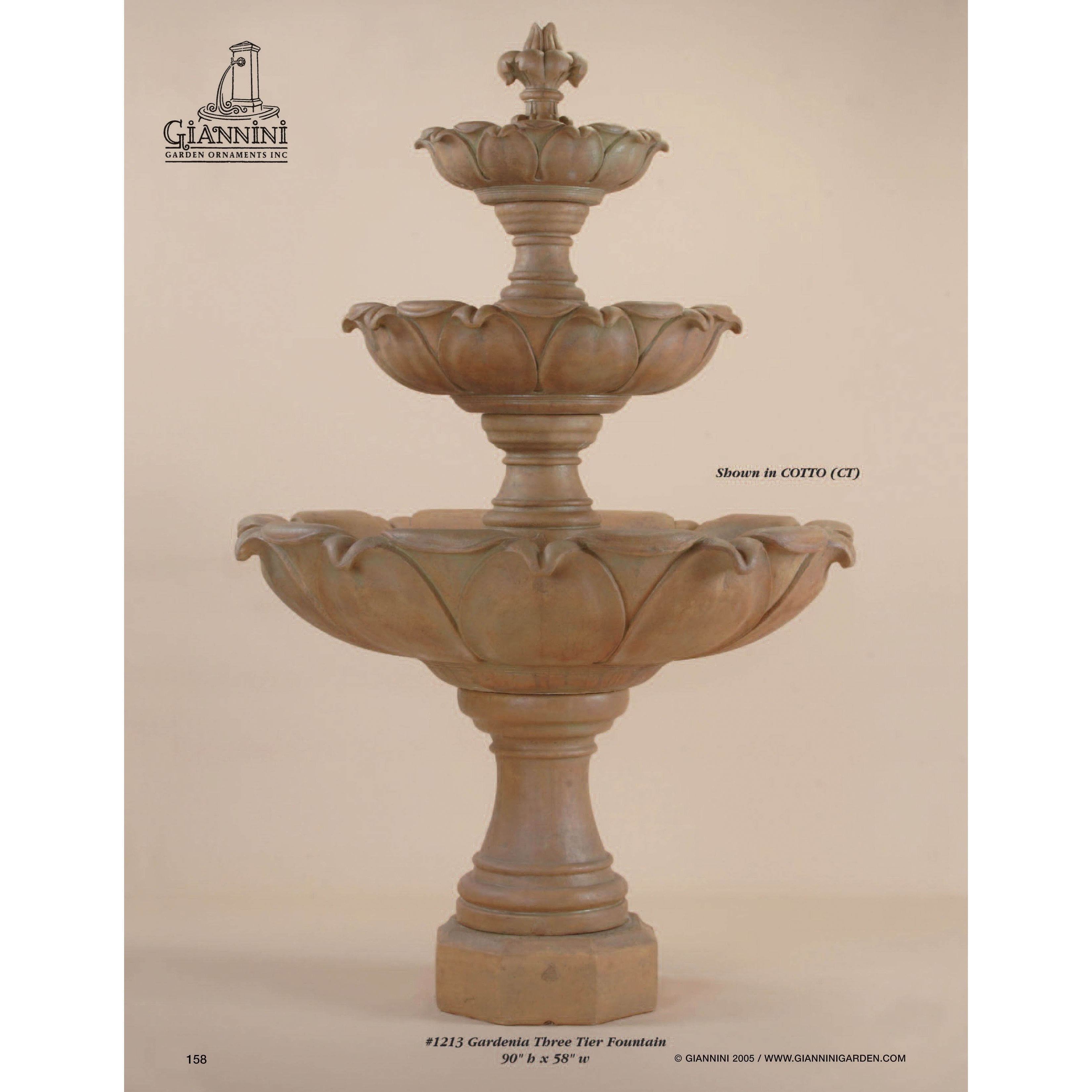 Giannini Garden Gardenia Concrete 3 Tier - Outdoor Courtyard Fountain - 1213 - Majestic Fountains