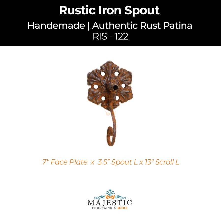 Decorative Rustic Iron Spout - Large - Design 122-Majestic Fountains