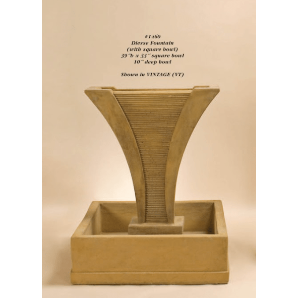 Giannini Garden Diesse Square Concrete Outdoor Courtyard Fountain - 1460 - Majestic Fountains