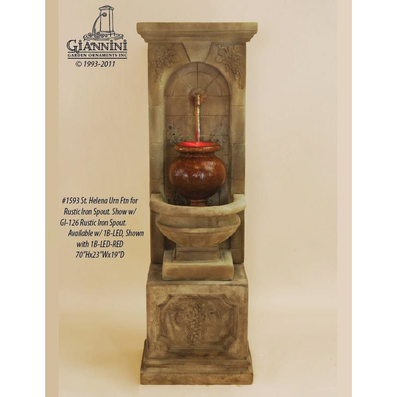 Giannini Garden St. Helena Concrete Urn Outdoor Wall Fountain - 1593 - Majestic Fountains