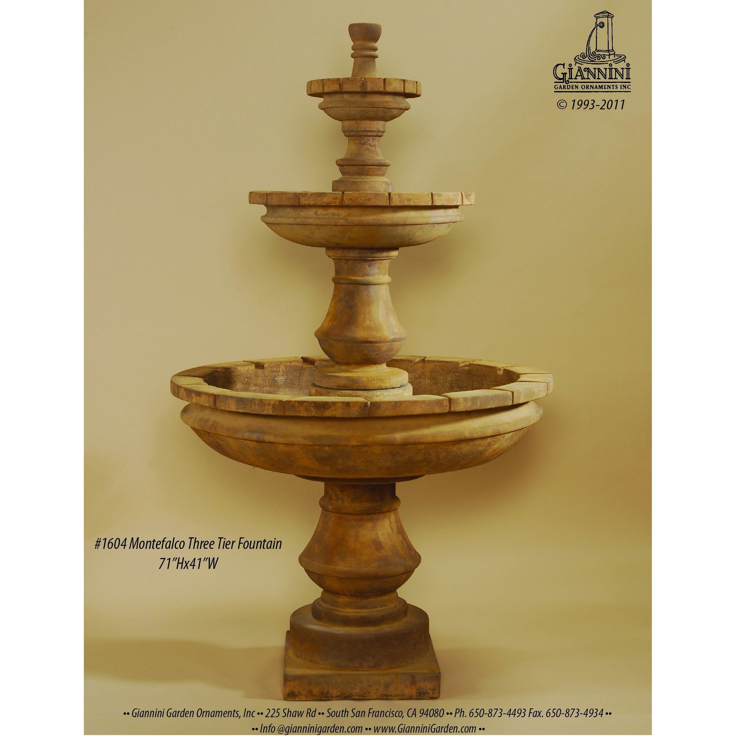 Giannini Garden Montefalco Concrete 3 Tier Outdoor Courtyard Fountain - 1604 - Majestic Fountains