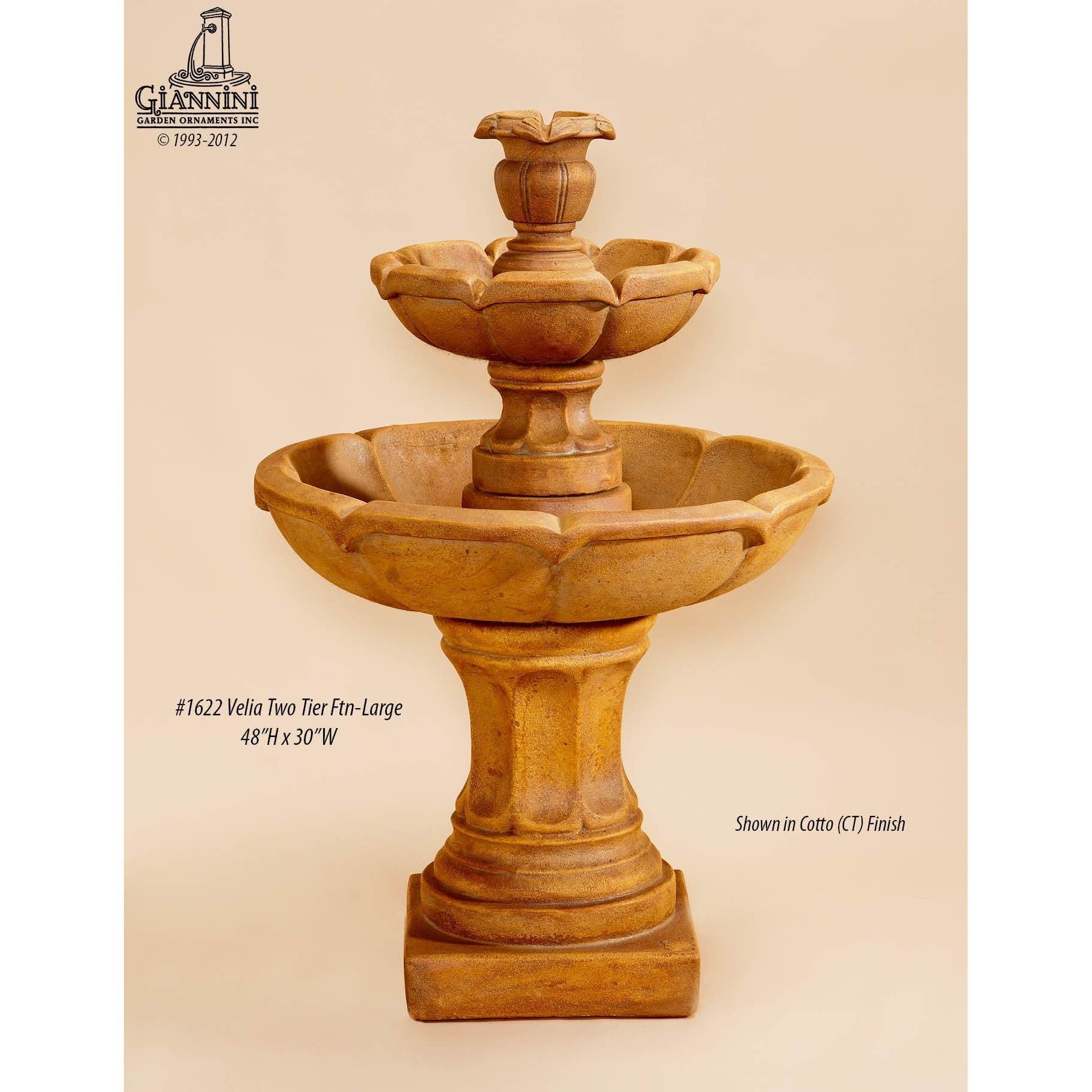 Giannini Garden Velia Concrete 2 Tier Fountain - 1622 - Majestic Fountains