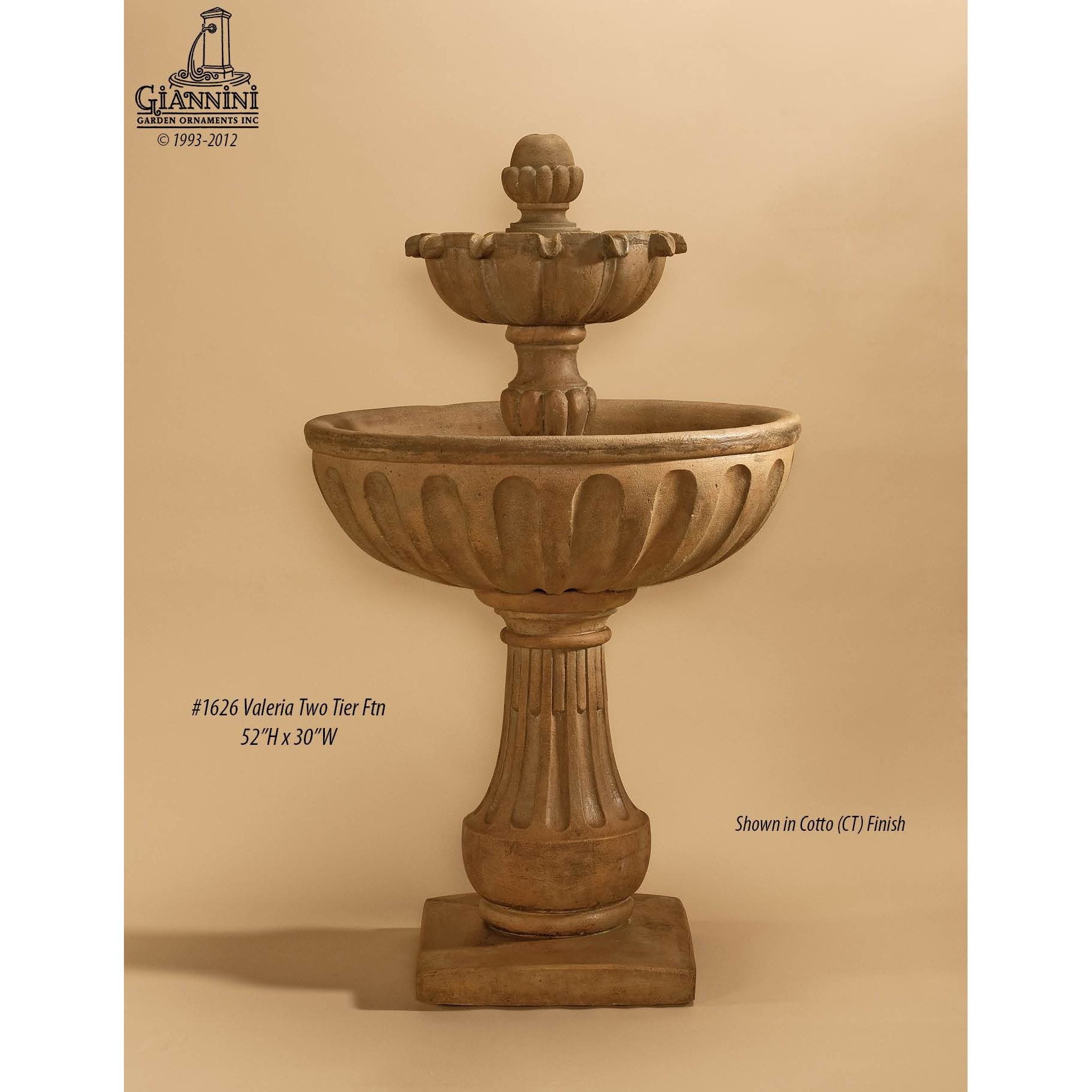 Giannini Garden Valeria Concrete 2 Tier Outdoor Garden Fountain - 1626 - Majestic Fountains