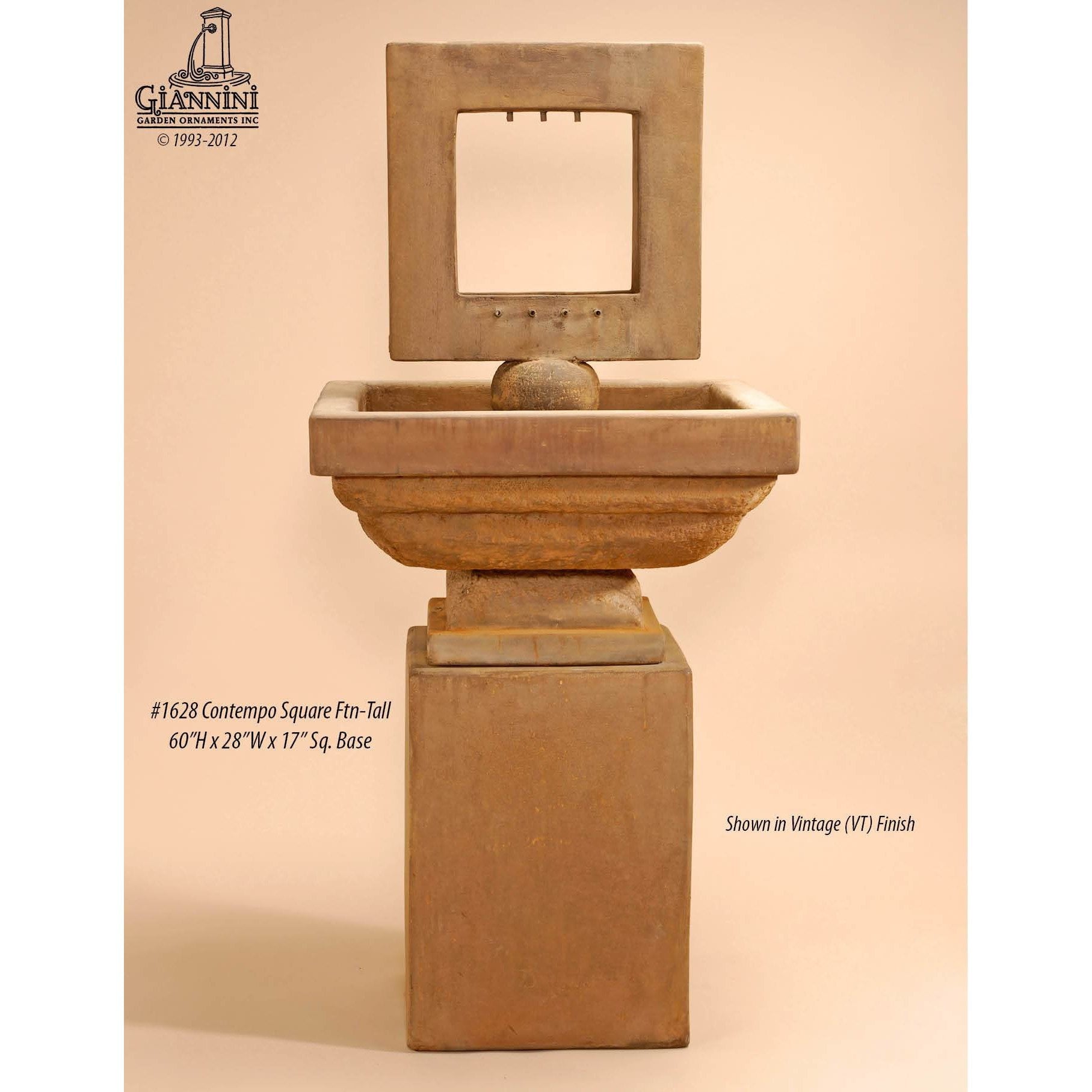 Giannini Garden Contempo Concrete Square Outdoor Garden Fountain - 1628 - Majestic Fountains