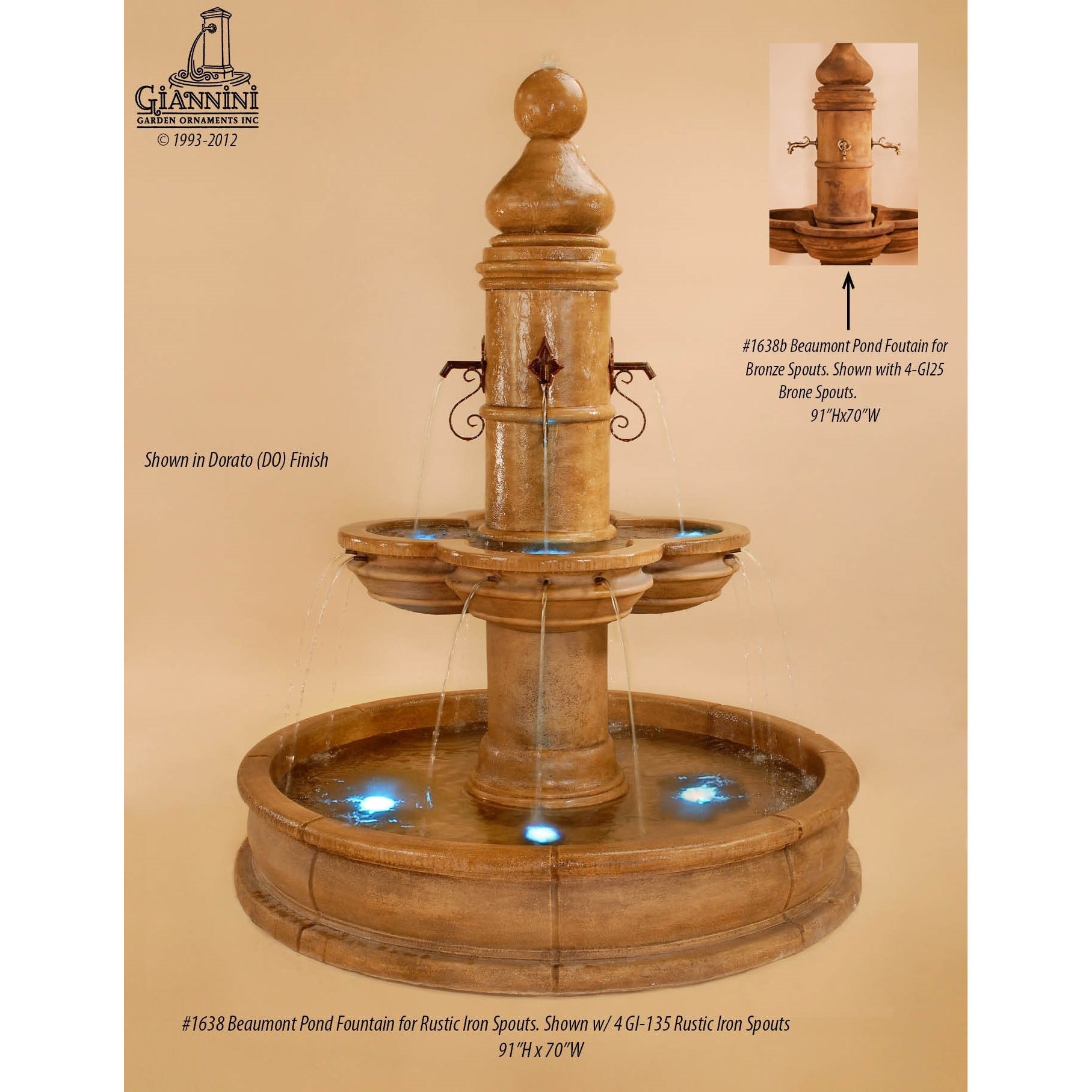 Beaumont Cast Stone Outdoor Courtyard Fountain With Basin Rustic