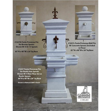 Giannini Garden Fonte Provenza in Cast Stone Outdoor Garden Fountain - Rustic Iron , Bronze or Concrete Spouts - 1657 - Majestic Fountains