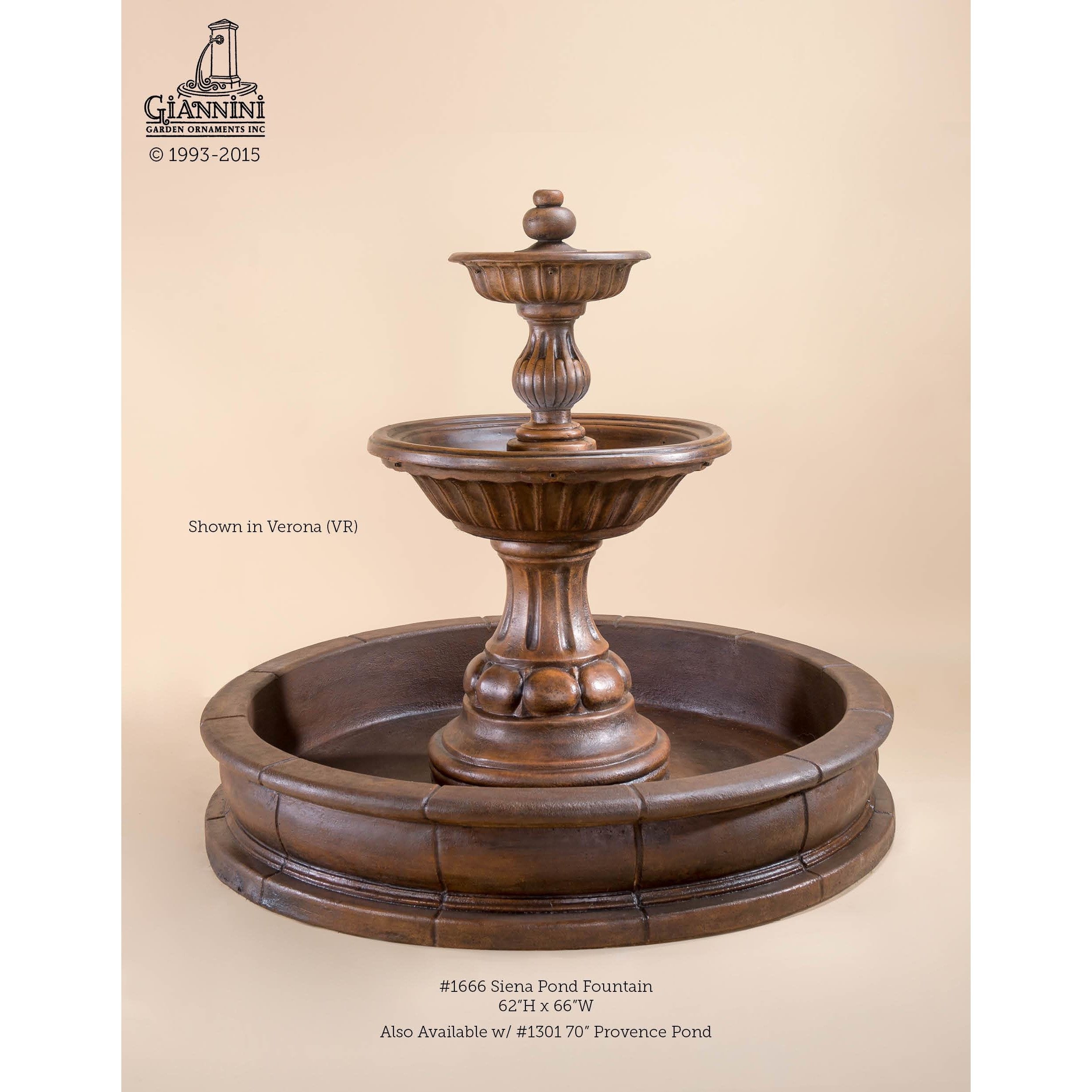 Giannini Garden Sienna Concrete Basin Outdoor Courtyard Fountain With Basin - 1666 - Majestic Fountains