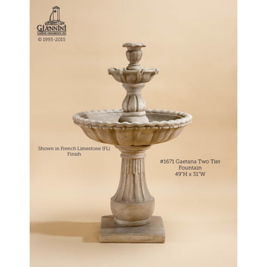 Giannini Garden Gaetana Concrete 2 Tier - Outdoor Courtyard Fountain - 1671 - Majestic Fountains