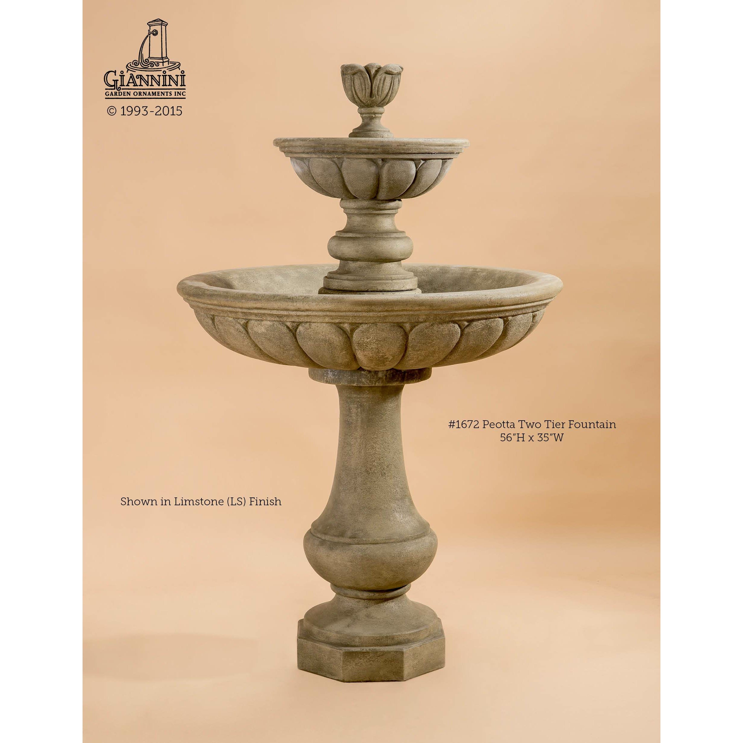 Giannini Garden Peotta Concrete 2 Tier Outdoor Fountain - 1672 - Majestic Fountains