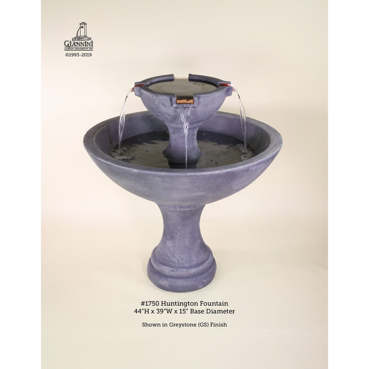 Huntington Concrete 2 Tier Spillover - Outdoor Garden Fountain - 1750 ...