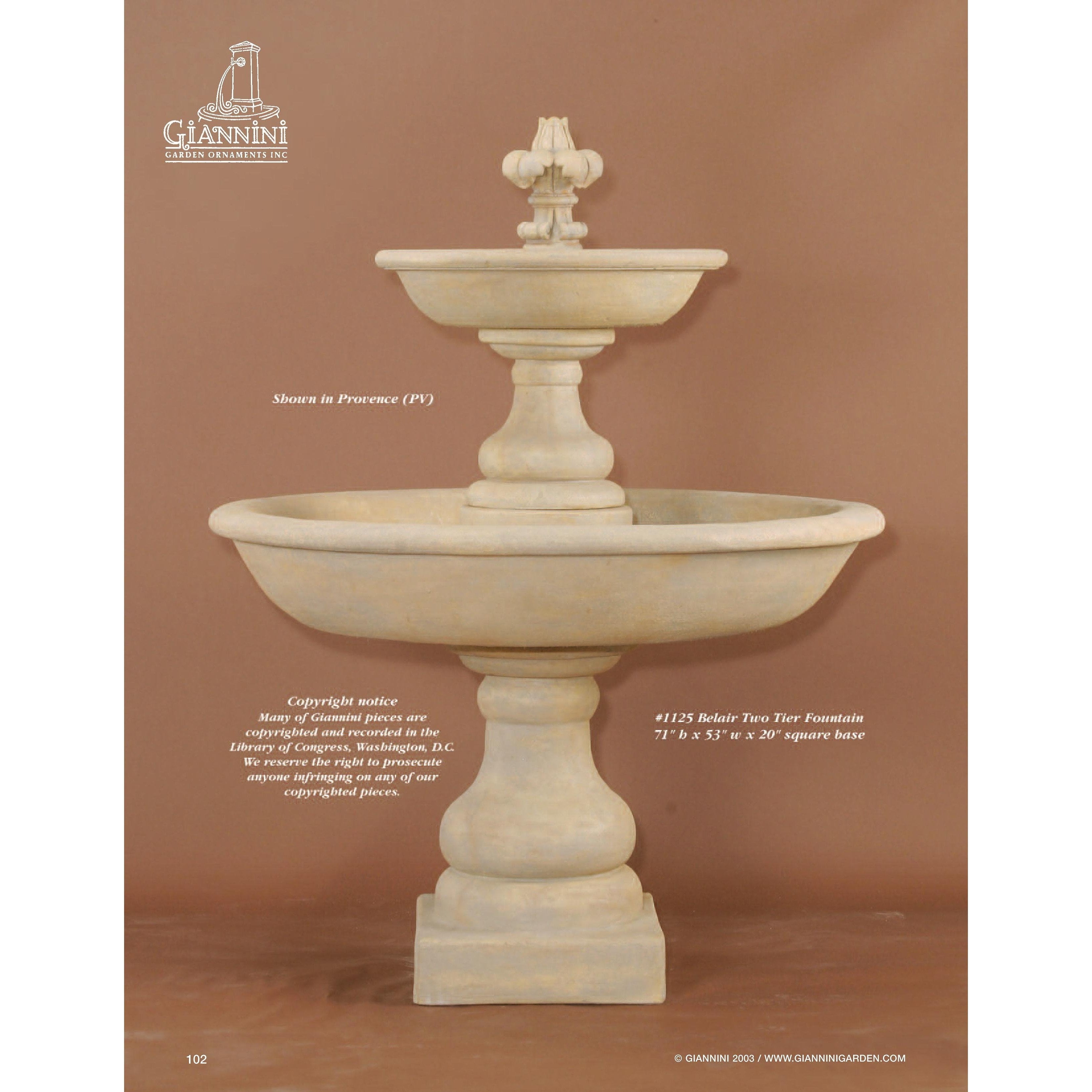 Giannini Garden Belair Two Tier Concrete Outdoor Fountain - 1125 - Majestic Fountains