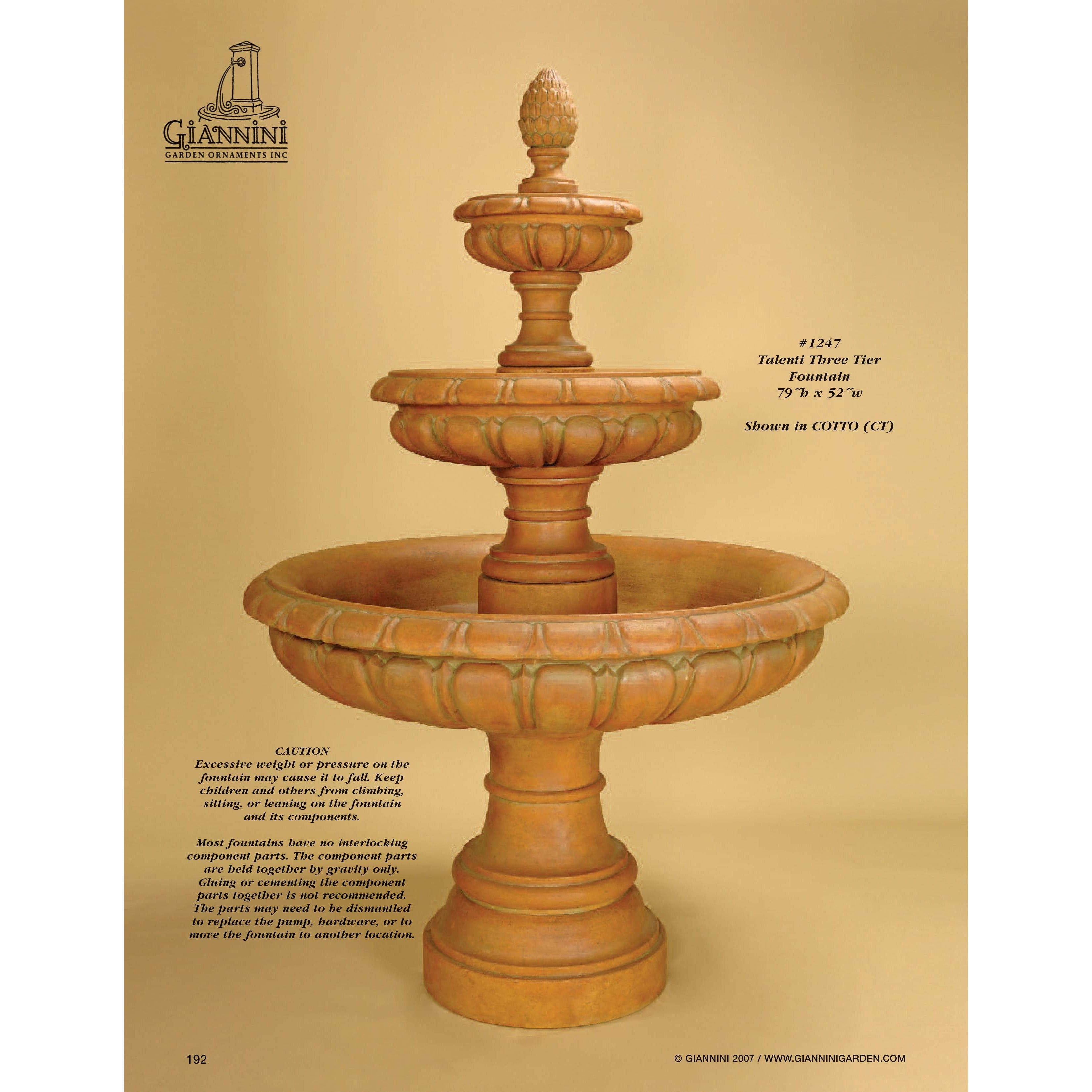 Talenti Concrete 3 Tier - Outdoor Courtyard Fountain - 1247