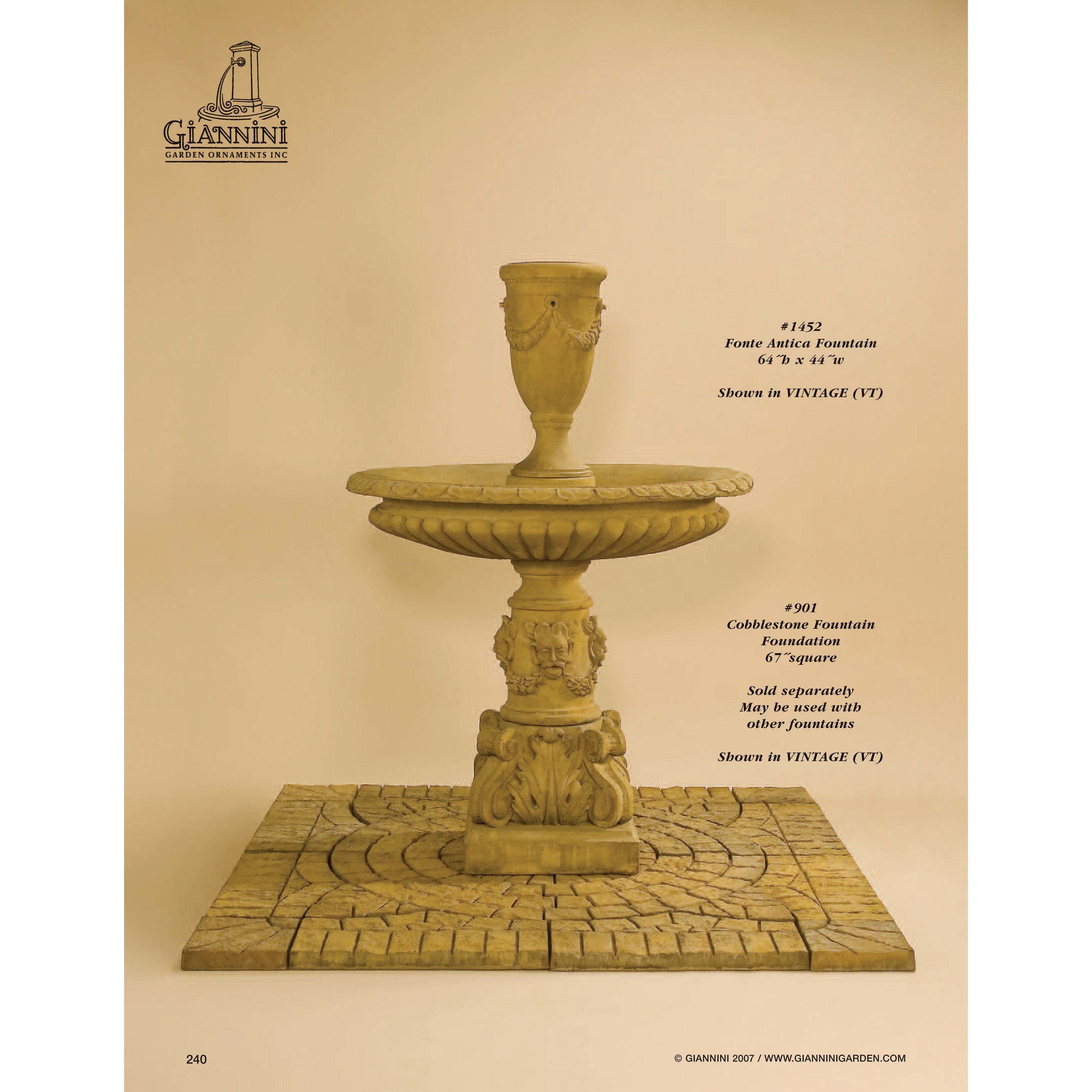 Cobblestone Fountain and Statue Foundation  - 67 inch Square - Majestic Fountains