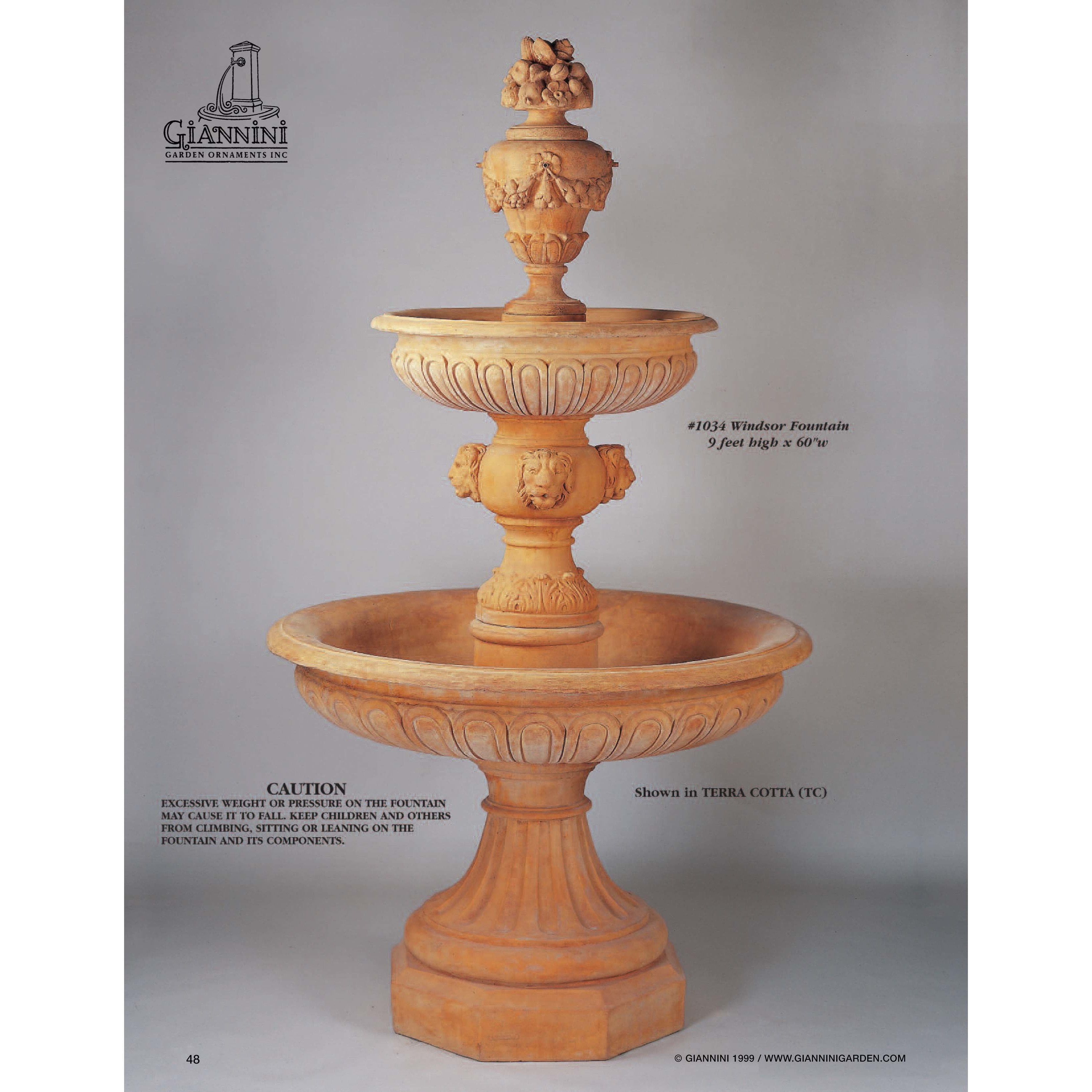 Giannini Garden Windsor Concrete Outdoor Courtyard Fountain - 1034 - Majestic Fountains