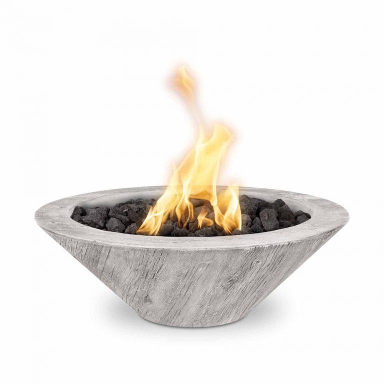 TOP Fires Cazo Round Fire Bowl in Wood Grain by The Outdoor Plus - Majestic Fountains