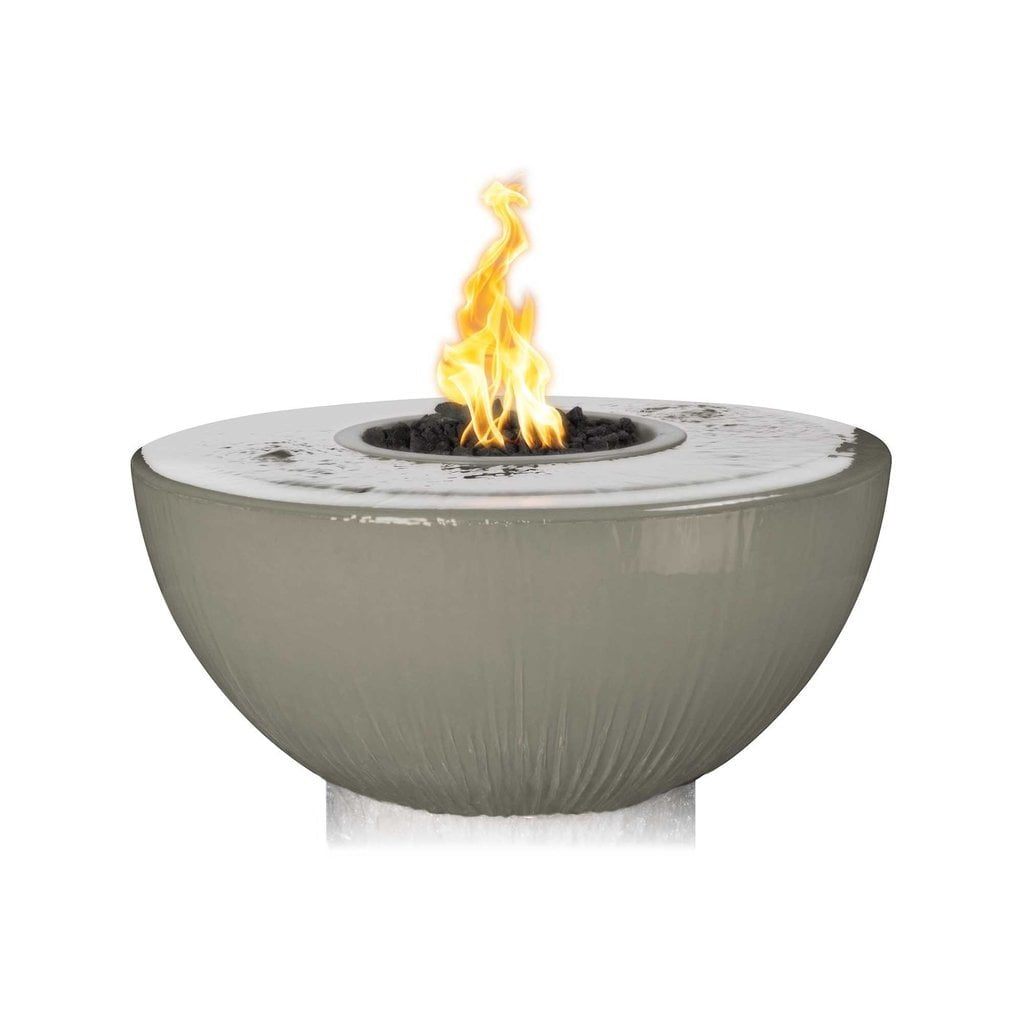 TOP Fires Sedona 360° Fire and Water Bowl 38" in GFRC - Electronic Ignition - by the Outdoor Plus - Majestic Fountains