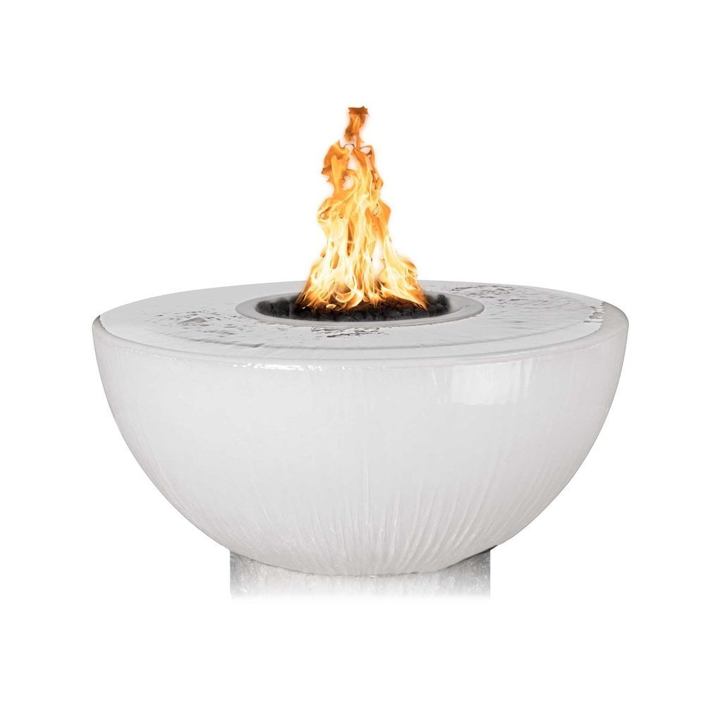 TOP Fires Sedona 360° Fire and Water Bowl 38" in GFRC - Electronic Ignition - by the Outdoor Plus - Majestic Fountains