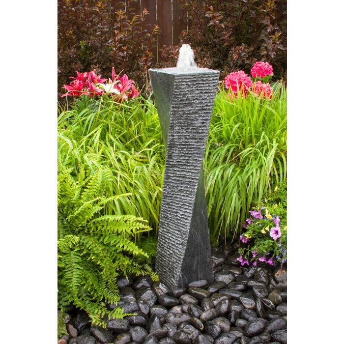 Polished Twist Granite Fountain - Complete Fountain Kit - Majestic Fountains