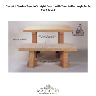 Giannini Garden Tempio Straight Bench with Tempio Rectangle Table - 533 & 532 - Majestic Fountains