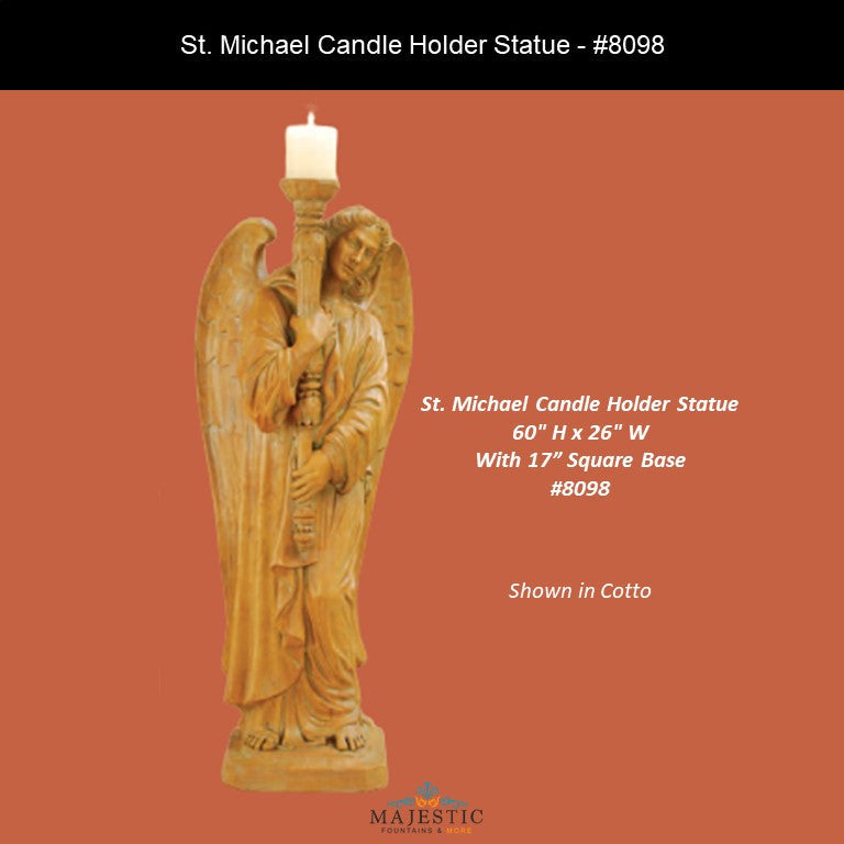 8098-St. Michael Candle Holder Statue-Majestic Fountains and More