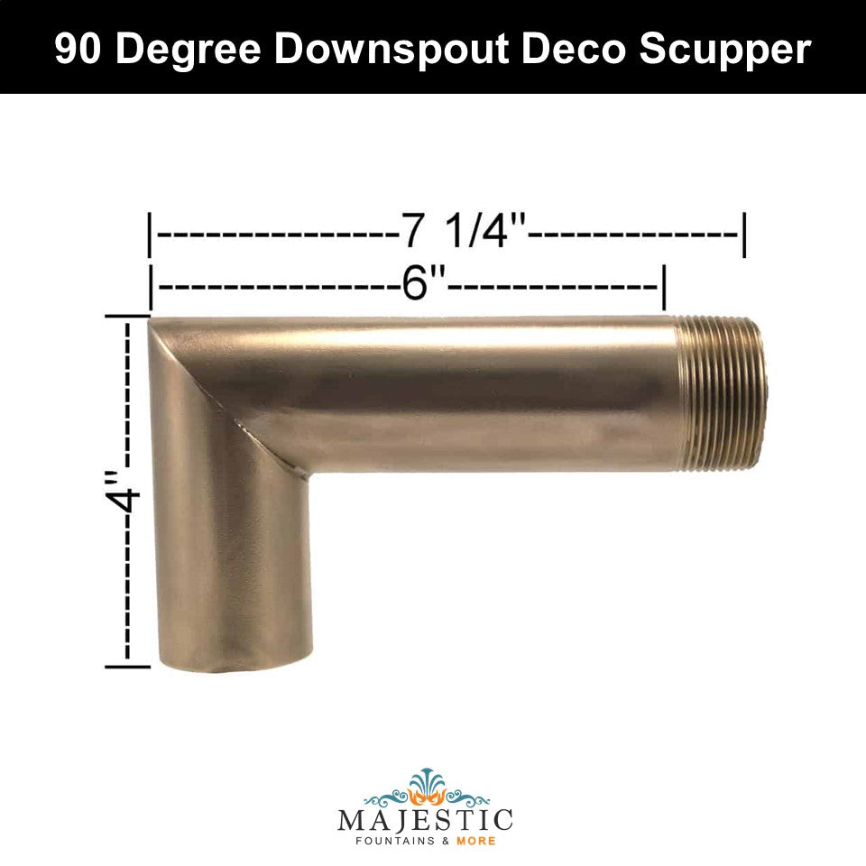 Deco 90 Degree Downspout – 1.5" - Majestic Fountains