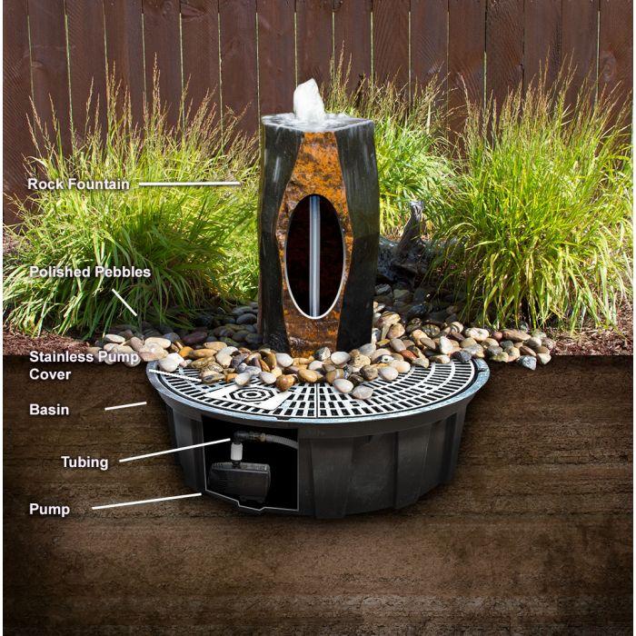 Basalt Bird Bath Fountain Kit - Complete Fountain Kit - Majestic Fountains