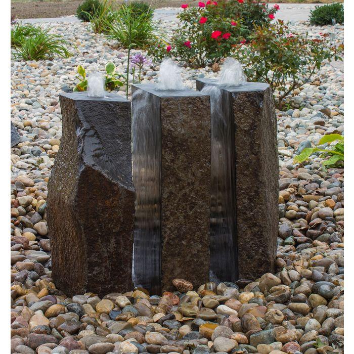 Basalt - 24″ Triple Split Polished 3 Piece - Complete Fountain Kit - Majestic Fountains & More