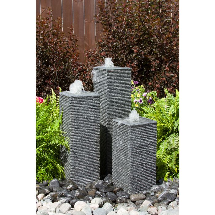 Square Chiseled Towers - Complete Fountain Kit - Majestic Fountains