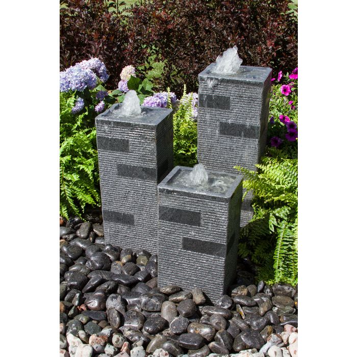 Polished Block Towers  - Complete Fountain Kit - Majestic Fountains