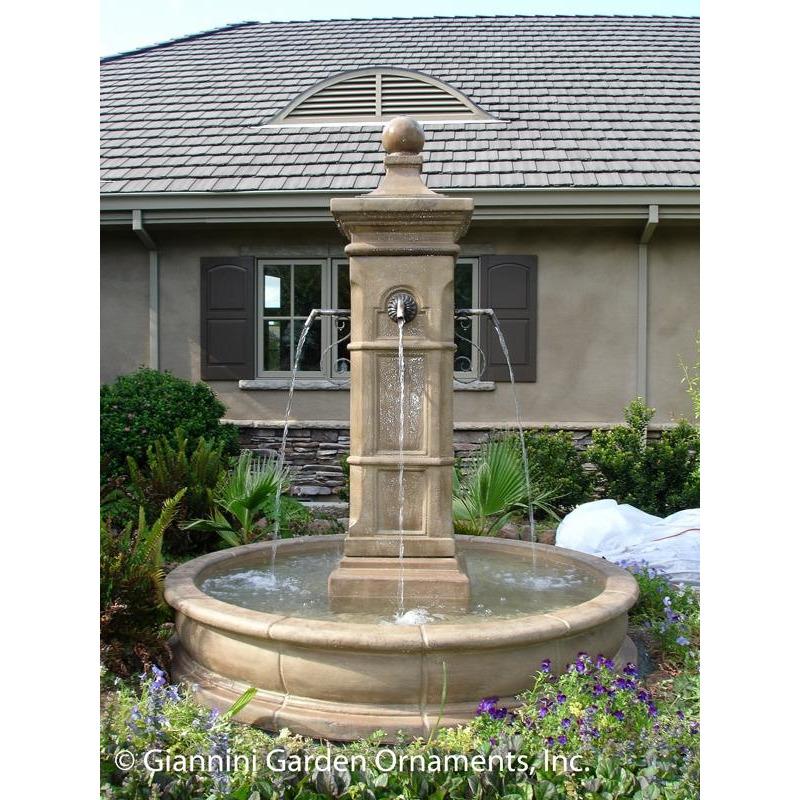 Giannini Garden Aquitaine Concrete Outdoor Courtyard Fountain with Basin - Fountain, Basin, Pump and Spouts - 1591 - Majestic Fountains