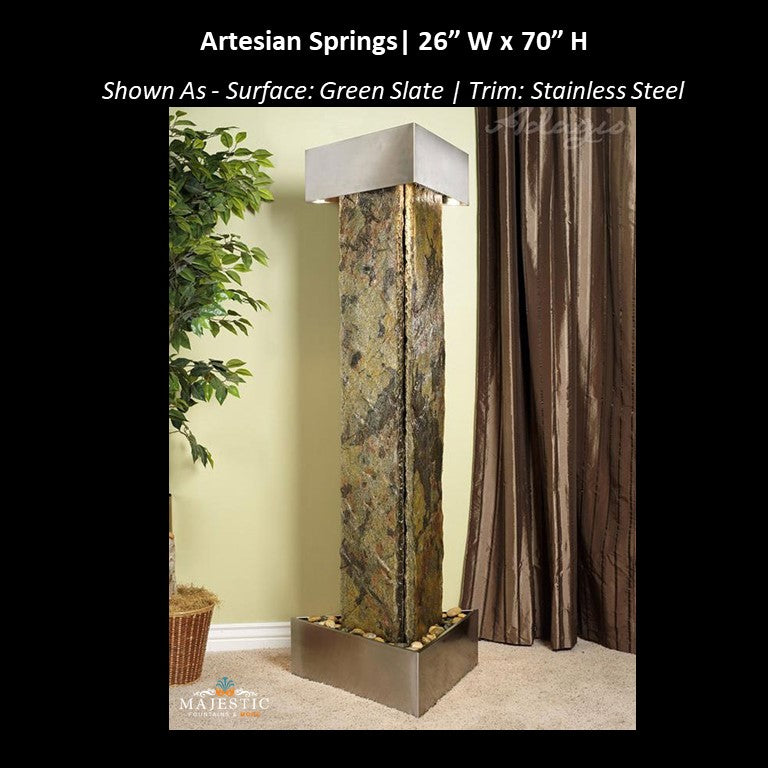 ArtesianSprings-GreenSlate-StainlessSteel-MajesticFountainsandMore