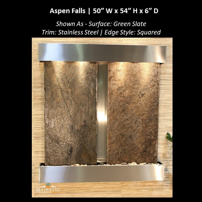 AspenFalls-GreenSlate-StainlessSteel-Squared-MajesticFountainsandMore