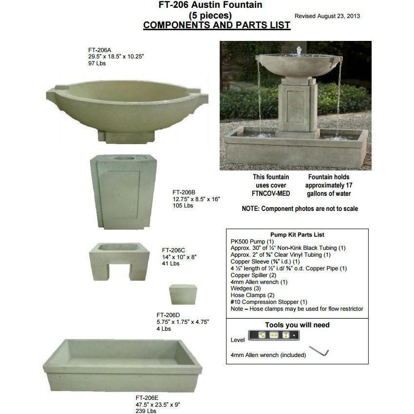 Austin Fountain in Cast Stone by Campania International FT-206 - Majestic Fountains