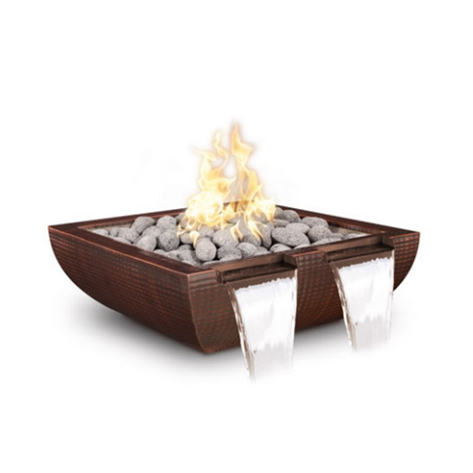 The Outdoor Plus Avalon Twin Spill Fire & Water Bowl in Hammered Copper