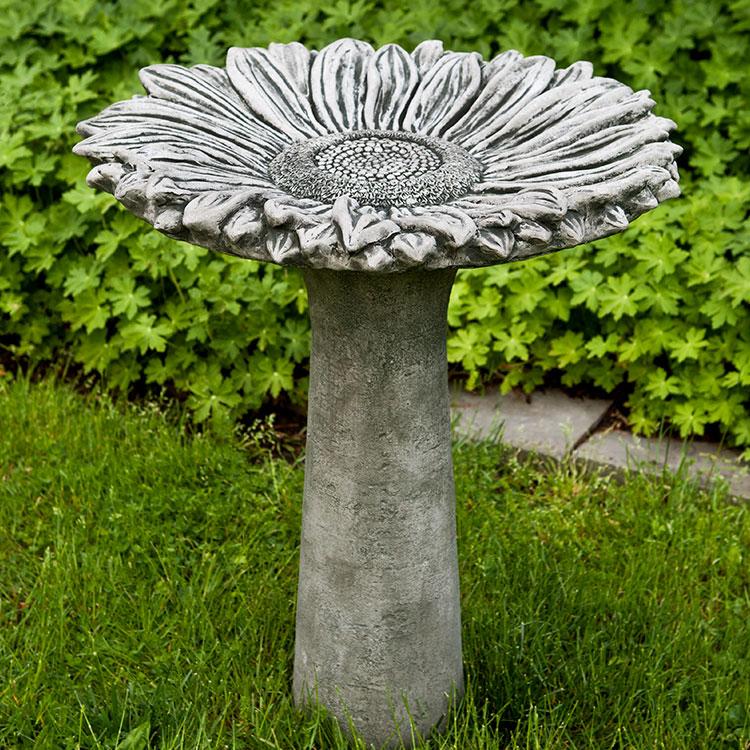 Sunflower Birdbath  in Cast Stone by Campania International B-154 - Majestic Fountains