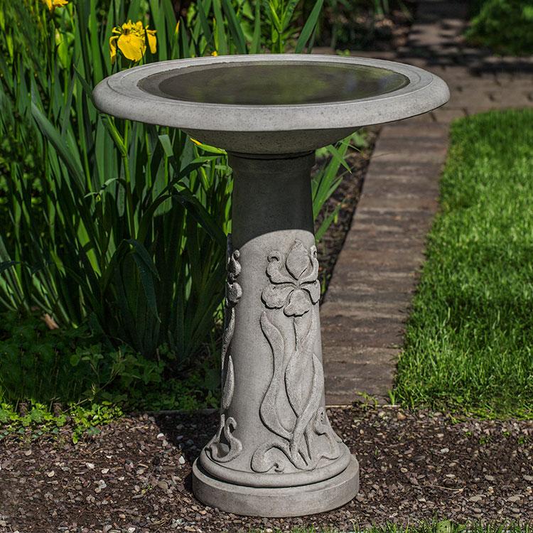 Iris Birdbath in Cast Stone by Campania International B-171 - Majestic Fountains