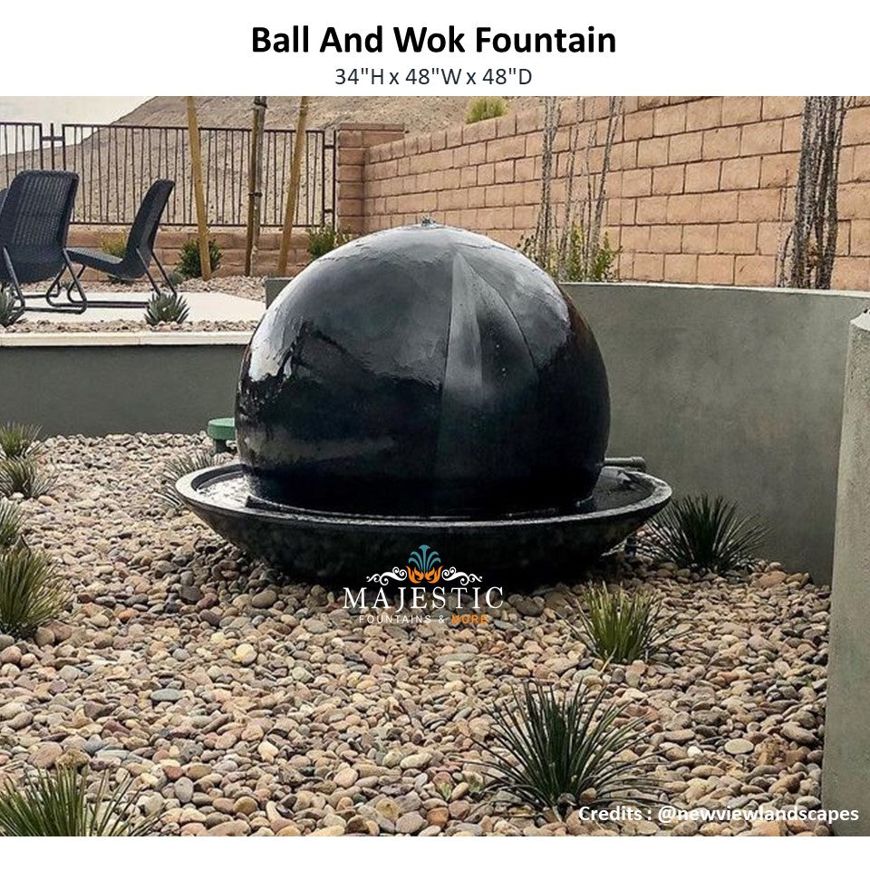 Ball And Wok Fountain - Outdoor Fountain - Majestic Fountains