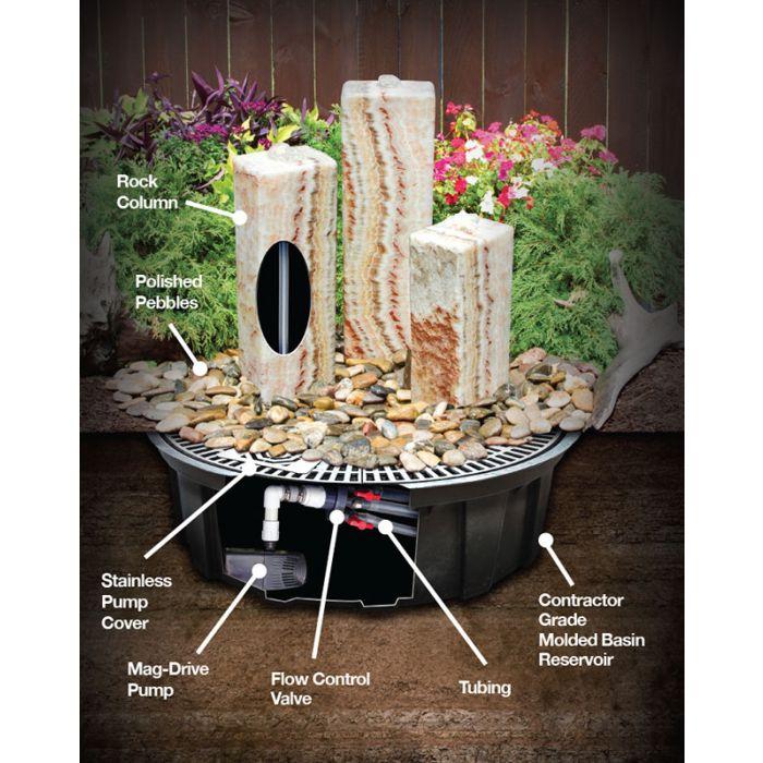 Speckled Granite - Triple stone Pillar Fountain Kit - Majestic Fountains