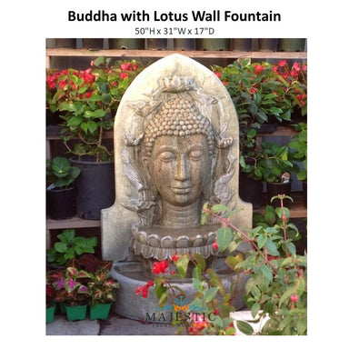 Buddha Head with Lotus Fountain - Majestic Fountains and More