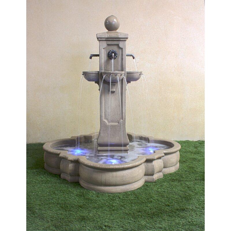 Catalina Concrete Outdoor Pond Fountain - with Rustic Iron Spouts - Majestic Fountains