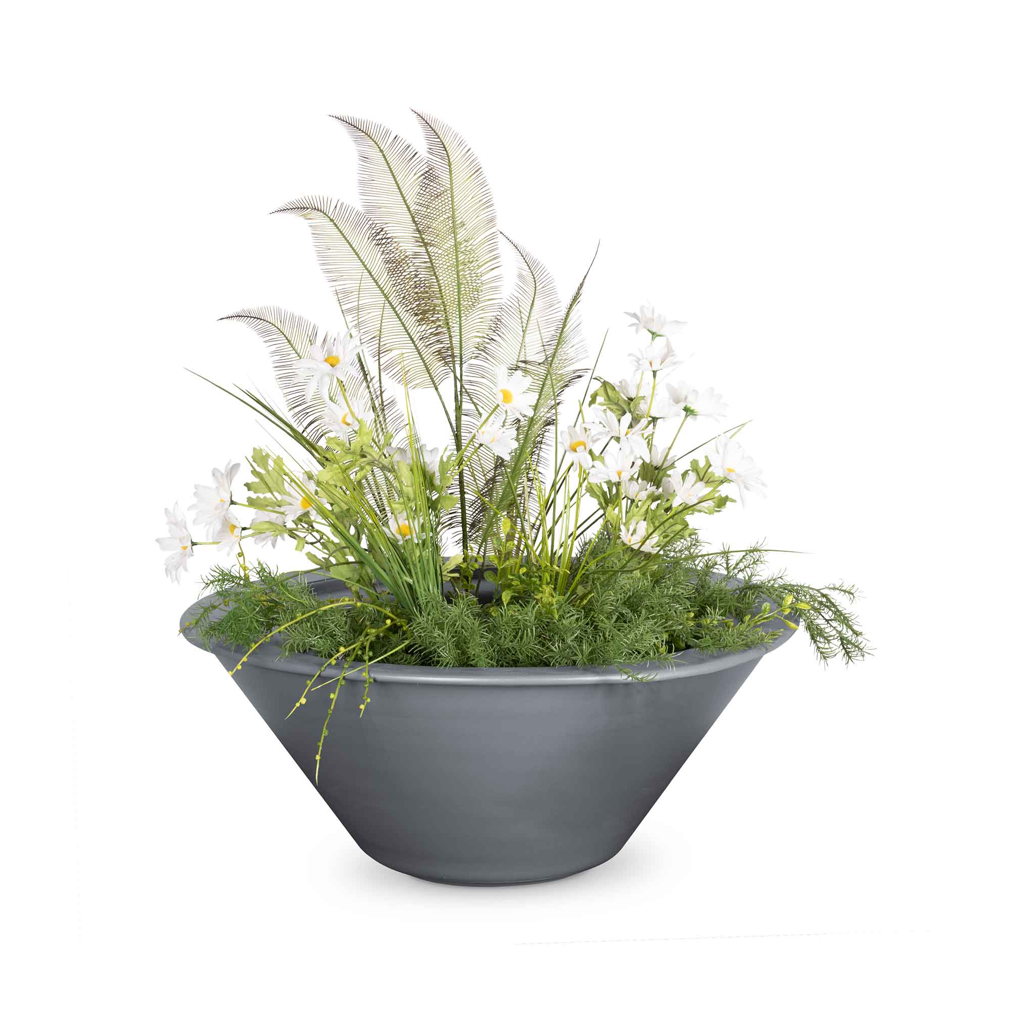 TOP Fires Cazo Powder Coated Metal Planter Bowl by The Outdoor Plus - Majestic Fountains