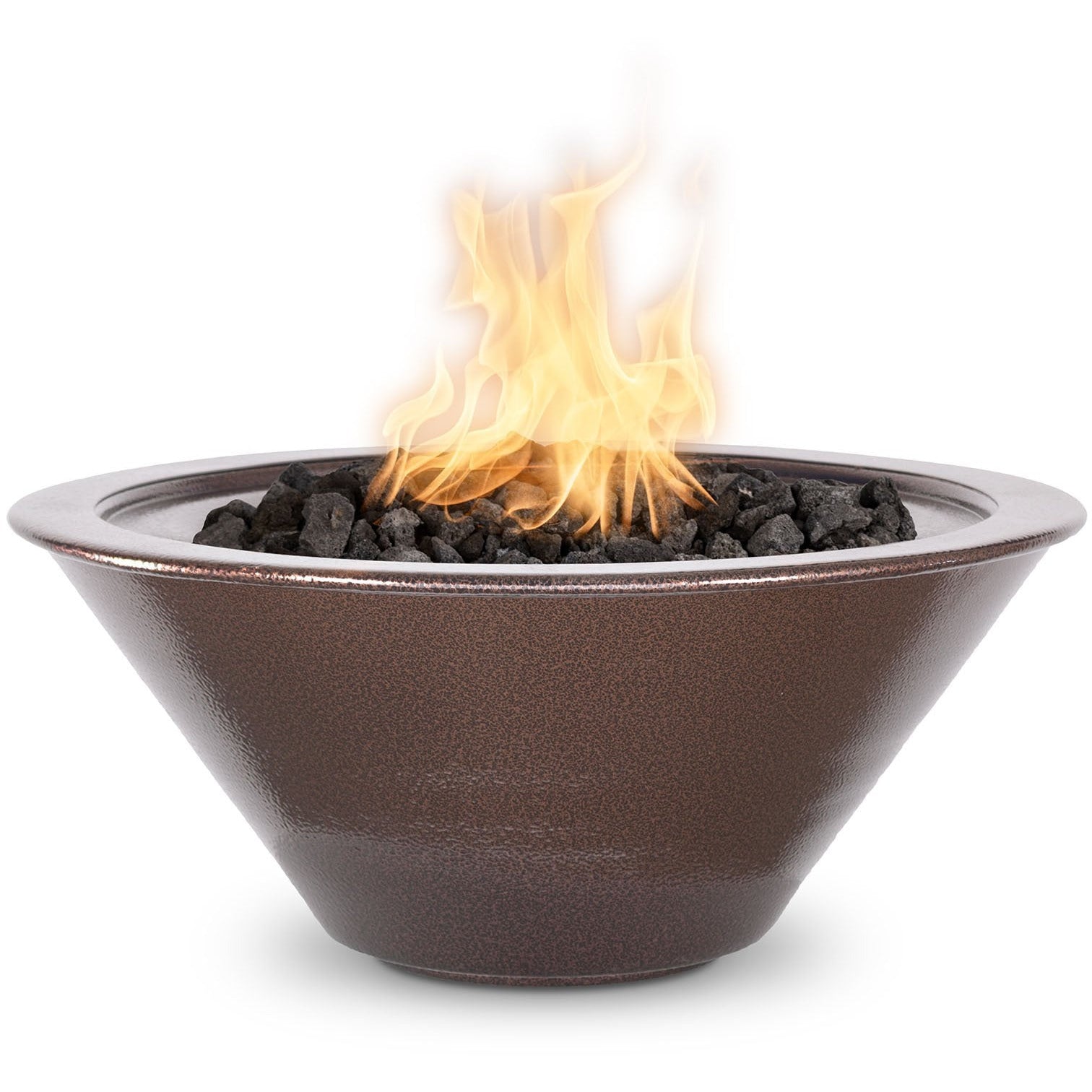 Cazo 30D x 12H Round Fire Bowl in Powder Coated Metal in Copper Vein - Majestic Fountains and More