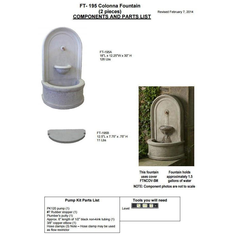 Colonna Fountain in Cast Stone by Campania International FT-195 - Majestic Fountains