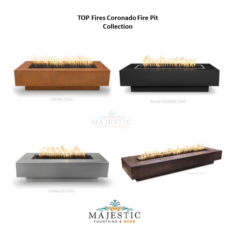 TOP Fires Coronado Rectangle Fire Pit in Wood Grain Concrete by The Outdoor Plus - Majestic Fountains