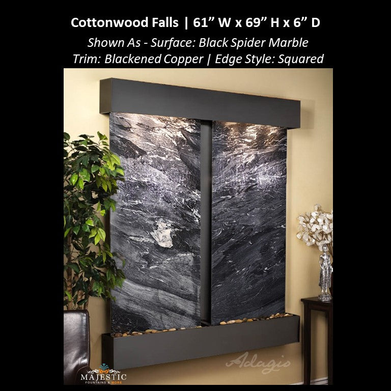 Adagio Cottonwood Falls 69"H x 61"W - Indoor Wall Fountain - Majestic Fountains